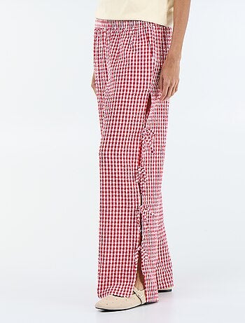 Pantalón ancho de cuadros vichy