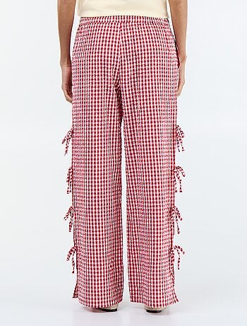 Pantalón ancho de cuadros vichy