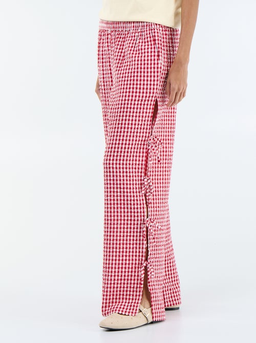 Pantalón ancho de cuadros vichy - Kiabi