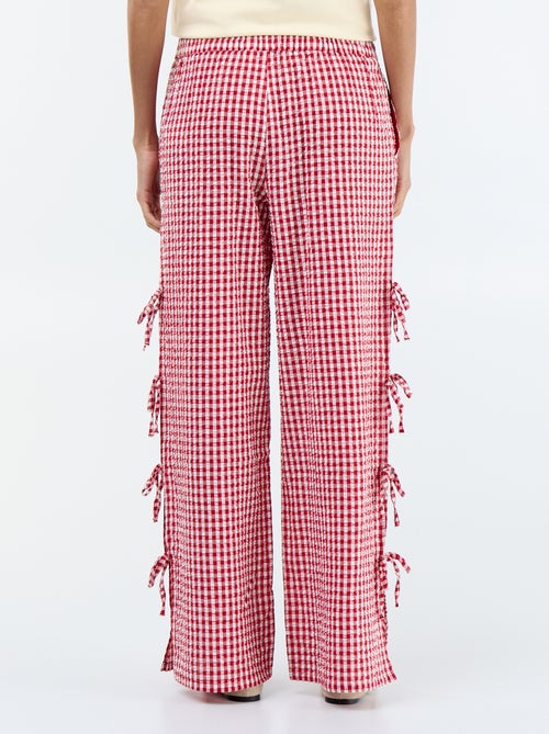 Pantalón ancho de cuadros vichy - Kiabi