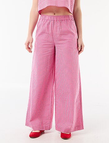 Pantalón ancho de cuadros Vichy