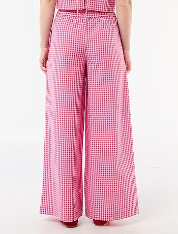 Pantalón ancho de cuadros Vichy