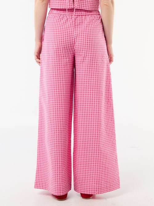 Pantalón ancho de cuadros Vichy - Kiabi