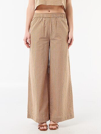 Pantalón ancho de cuadros Vichy