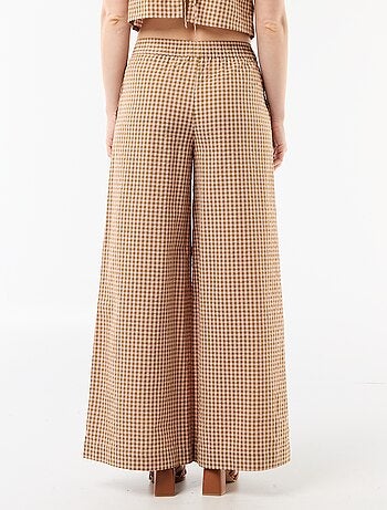 Pantalón ancho de cuadros Vichy
