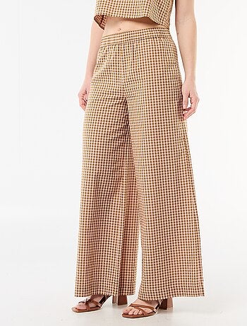 Pantalón ancho de cuadros Vichy