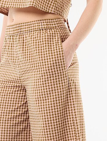 Pantalón ancho de cuadros Vichy