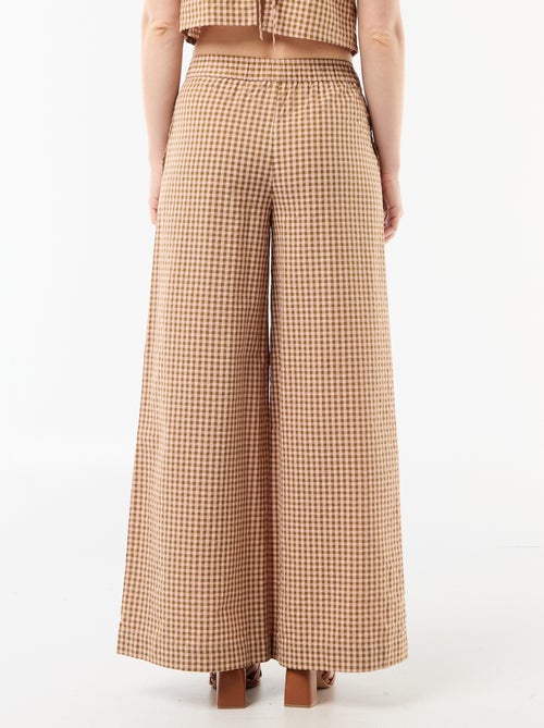 Pantalón ancho de cuadros Vichy - Kiabi
