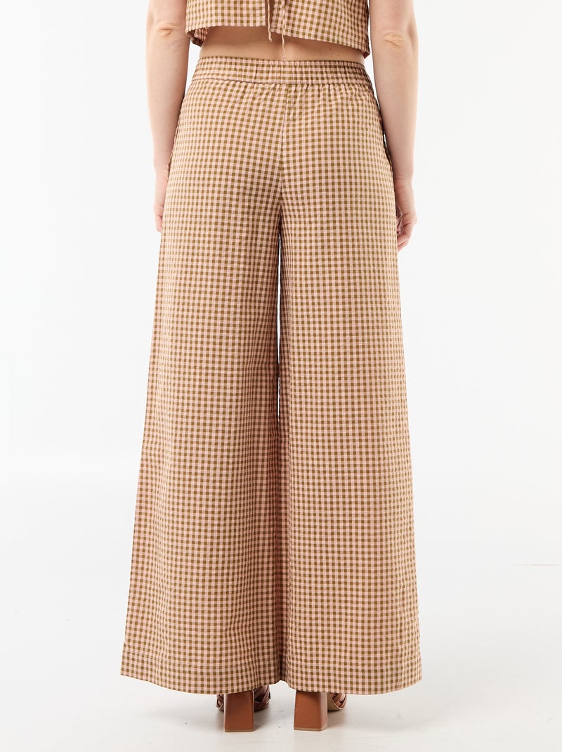 Pantalón ancho de cuadros vichy Rosa - Kiabi