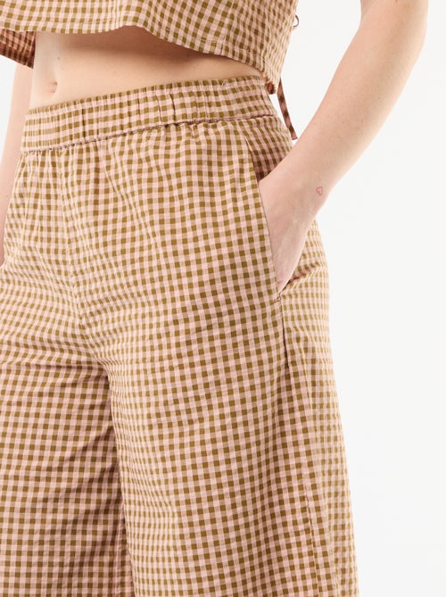Pantalón ancho de cuadros Vichy - Kiabi