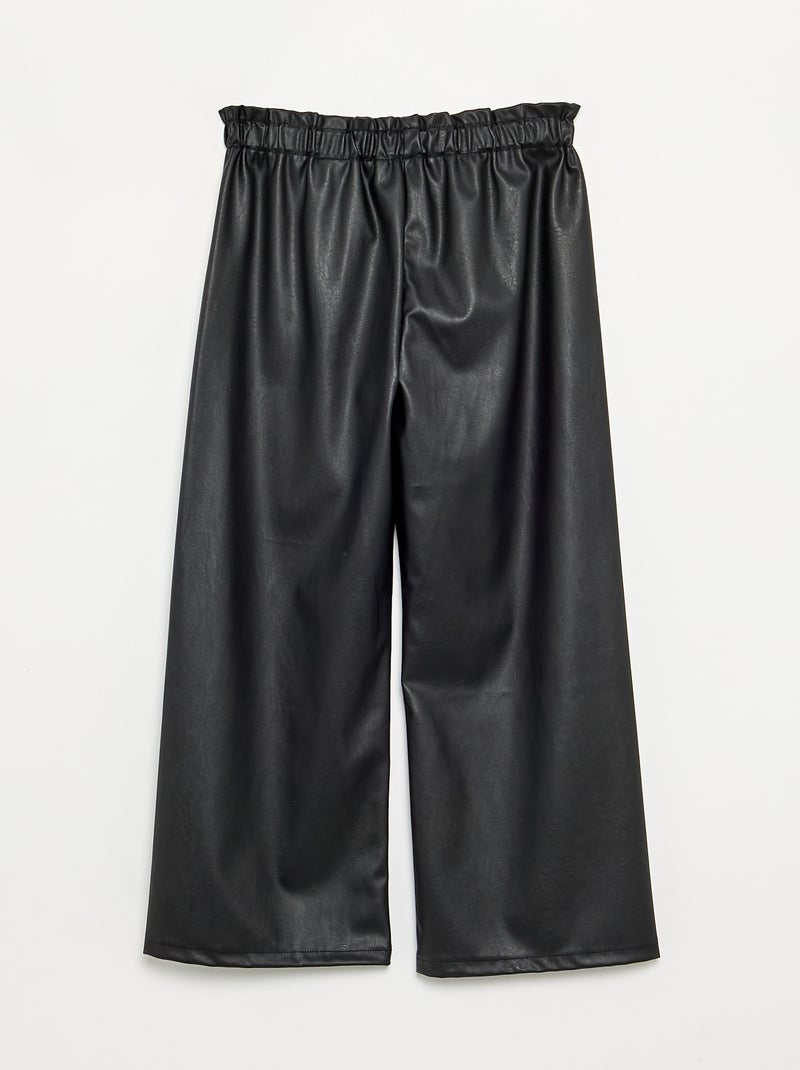 Pantalón ancho de efecto piel Negro - Kiabi