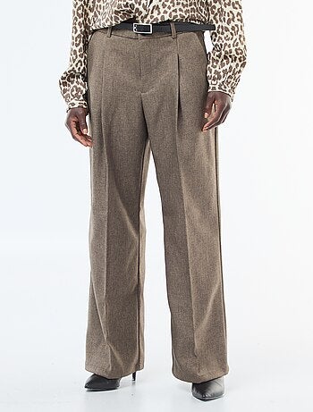 Pantalón ancho de franela con cinturón