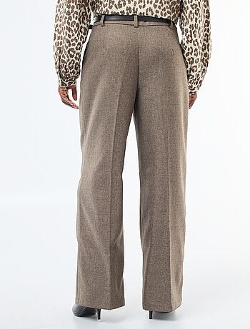 Pantalón ancho de franela con cinturón