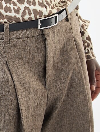 Pantalón ancho de franela con cinturón