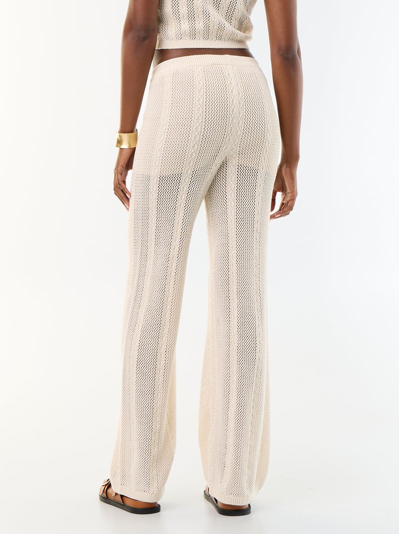 Pantalón ancho de ganchillo Beige - Kiabi