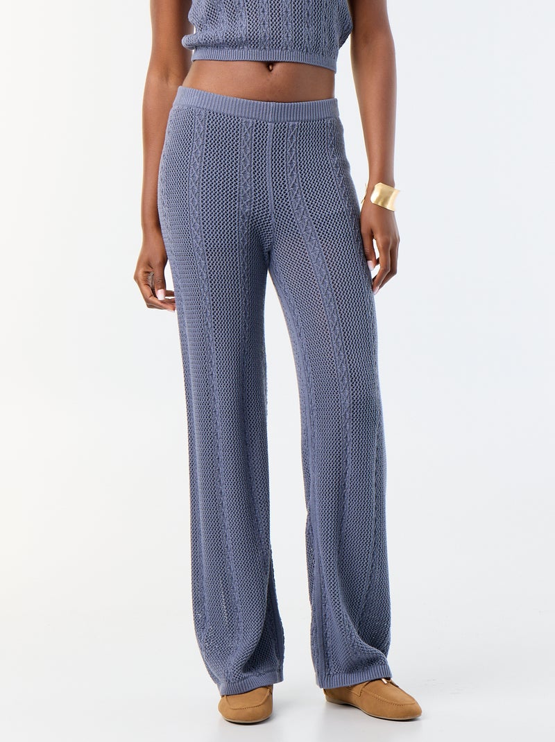 Pantalón ancho de ganchillo Gris - Kiabi