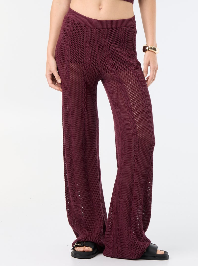 Pantalón ancho de ganchillo Rojo - Kiabi