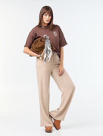 Pantalón ancho de gasa de algodón