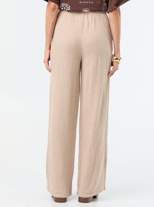 Pantalón ancho de gasa de algodón - Kiabi Pantalón ancho de gasa de algodón - Kiabi