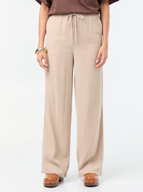 Pantalón ancho de gasa de algodón - Kiabi Pantalón ancho de gasa de algodón - Kiabi