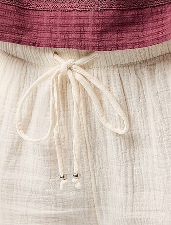 Pantalón ancho de gasa de algodón