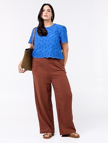 Pantalón ancho de gasa de algodón