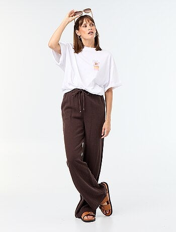 Pantalón ancho de gasa de algodón