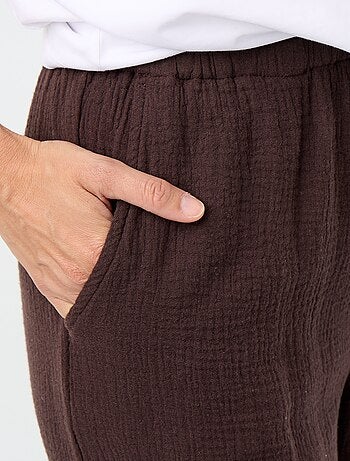Pantalón ancho de gasa de algodón