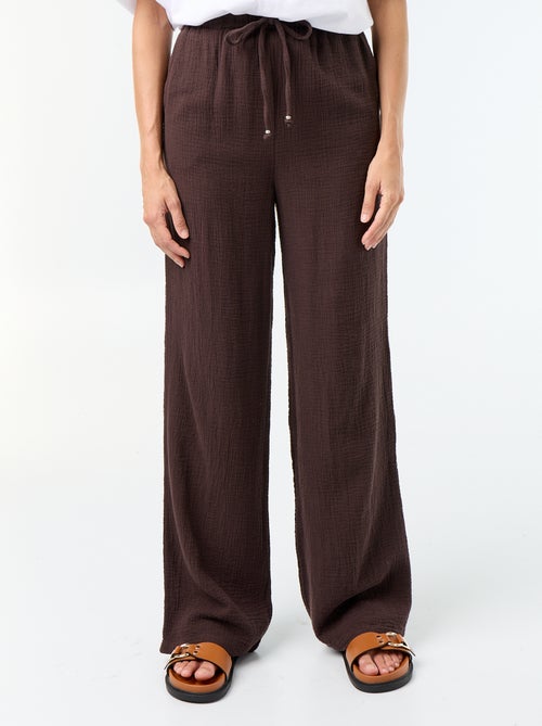 Pantalón ancho de gasa de algodón - Kiabi Pantalón ancho de gasa de algodón - Kiabi