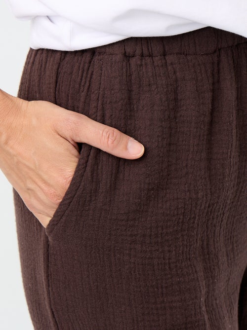 Pantalón ancho de gasa de algodón - Kiabi Pantalón ancho de gasa de algodón - Kiabi