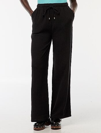 Pantalón ancho de gasa de algodón