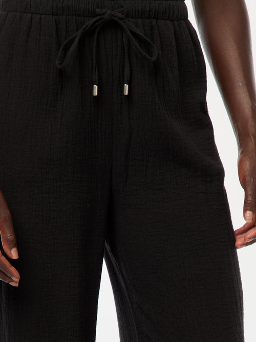 Pantalón ancho de gasa de algodón - Kiabi