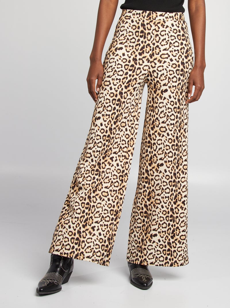 Pantalón ancho de leopardo MARRON - Kiabi