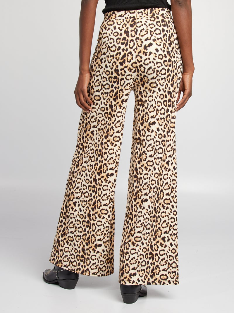 Pantalón ancho de leopardo MARRON - Kiabi