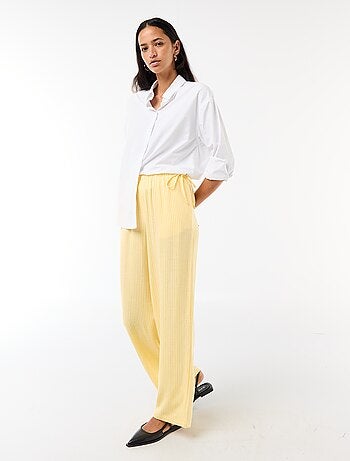 Pantalón ancho de lino mezclado