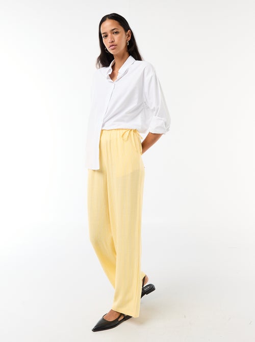 Pantalón ancho de lino mezclado - Kiabi