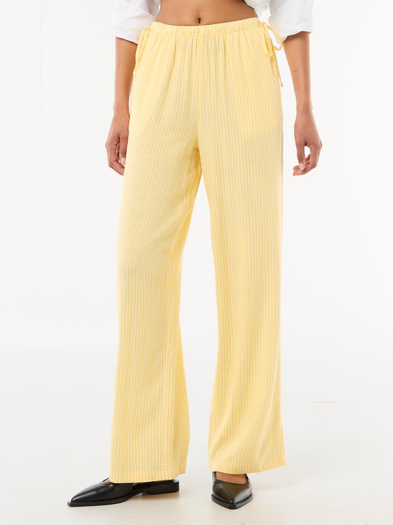 Pantalón ancho de lino mezclado Amarillo - Kiabi