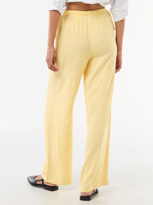 Pantalón ancho de lino mezclado - Kiabi