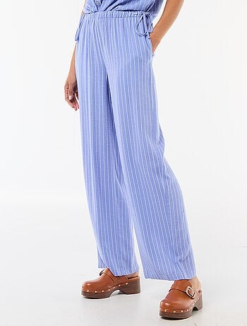 Pantalón ancho de lino mezclado