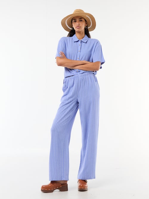 Pantalón ancho de lino mezclado - Kiabi