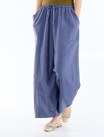 Pantalón ancho de lino mezclado