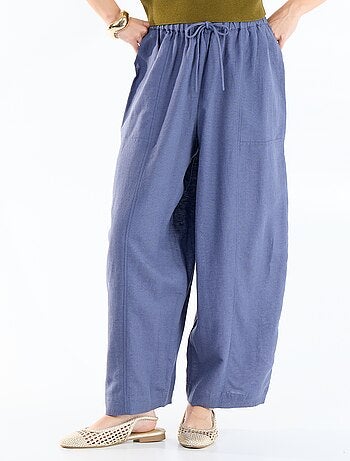 Pantalón ancho de lino mezclado