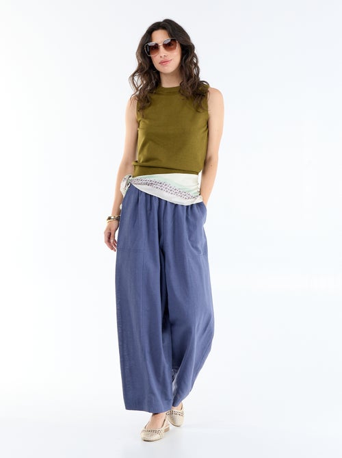 Pantalón ancho de lino mezclado - Kiabi
