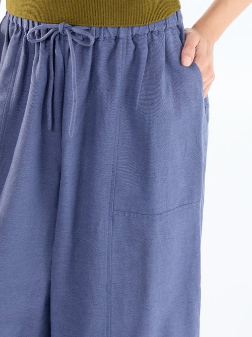 Pantalón ancho de lino mezclado - Kiabi