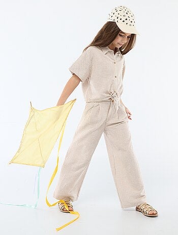 Pantalón ancho de lino mezclado