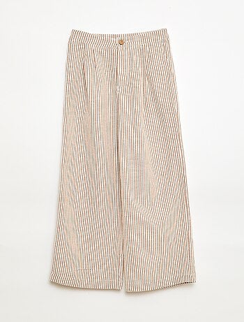 Pantalón ancho de lino mezclado