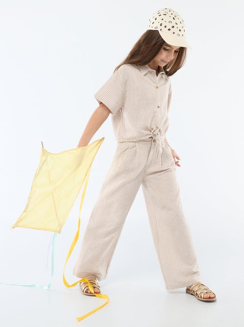 Pantalón ancho de lino mezclado - Kiabi