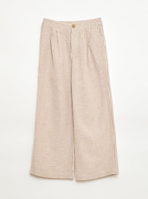 Pantalón ancho de lino mezclado - Kiabi