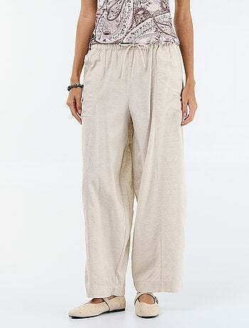 Pantalón ancho de lino mezclado