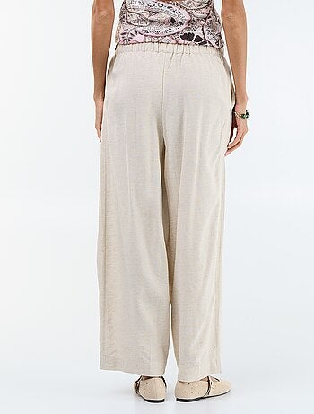 Pantalón ancho de lino mezclado